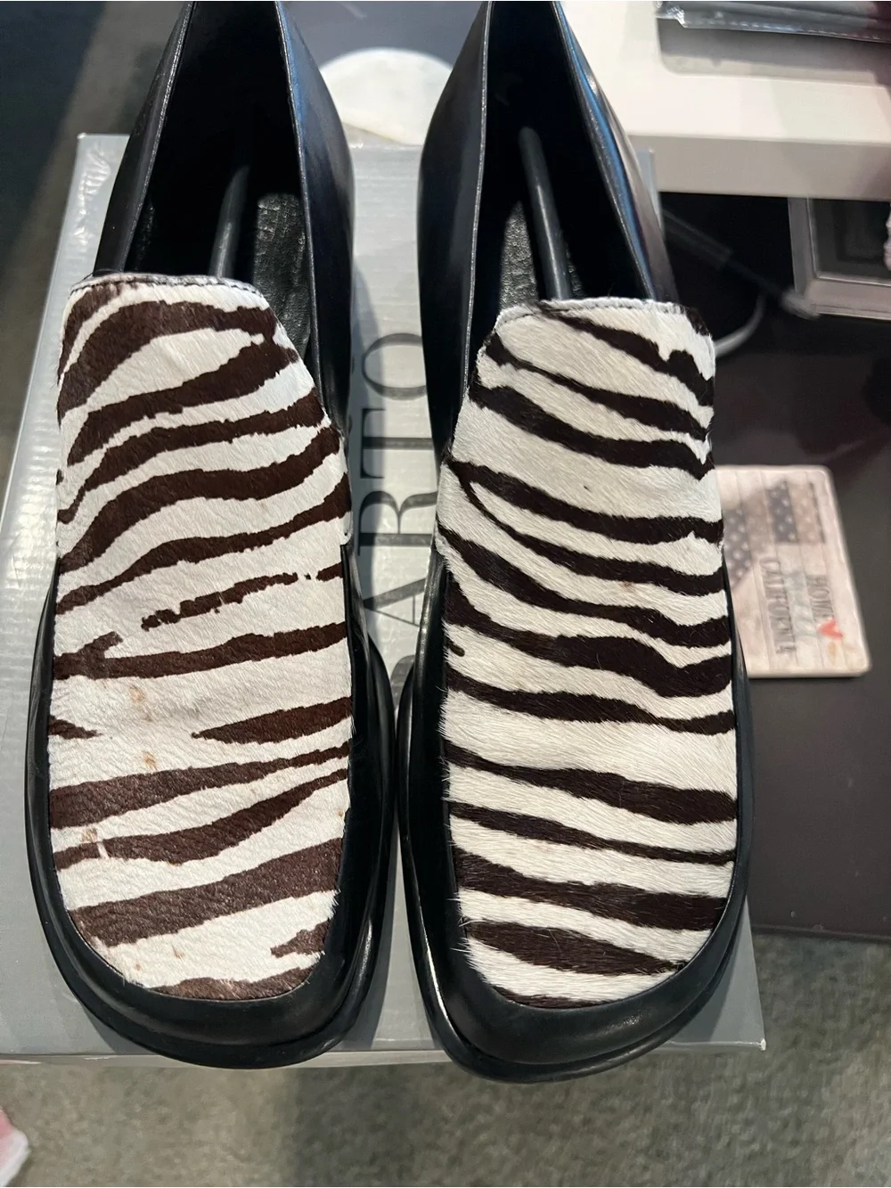 Franco Sarto Kids Zebra-Print Slip-On Dress Shoes - Black & White